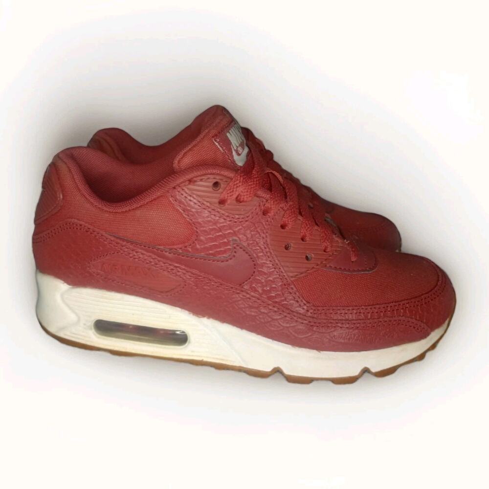 Nike Air Max 90 Premium Cedar Gum Women 7.5 896497-601 Python Leather Red VGC